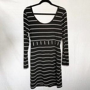 Fitted Black and White Stripped Dress